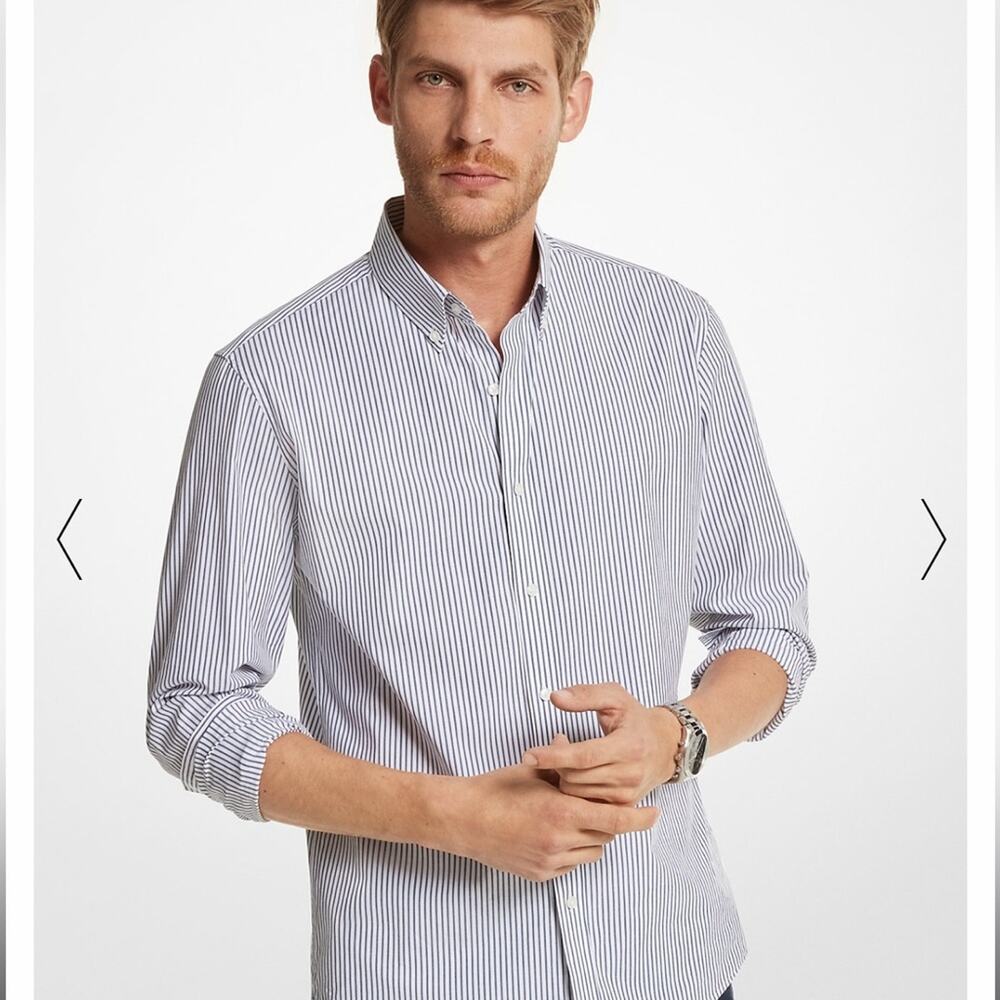 NWT Micheal Kors Classic Fit Striped Button Down Size Large